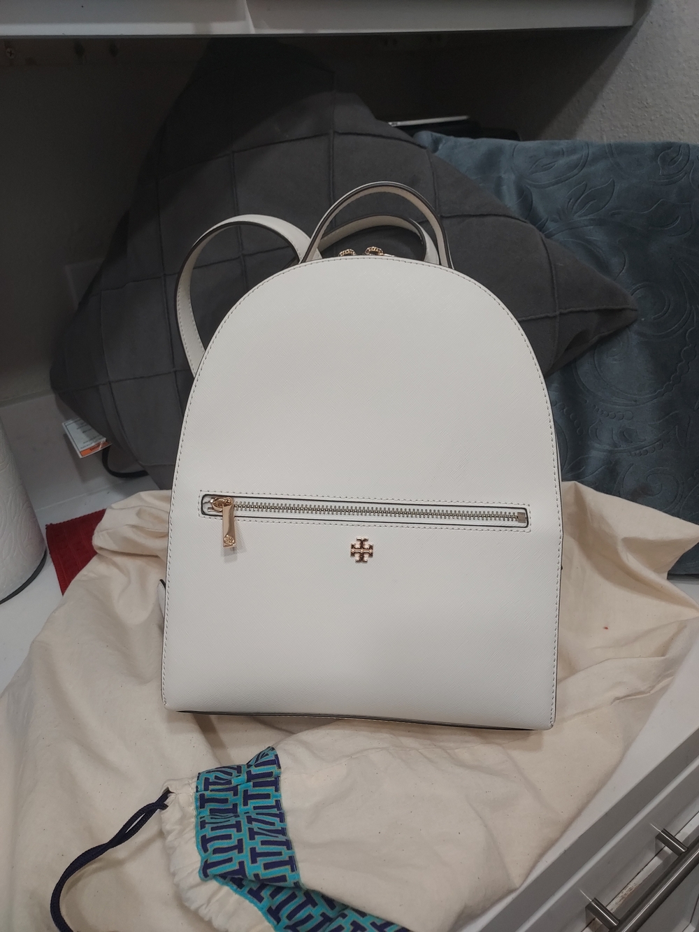 Tory Burch White Leather Backpack